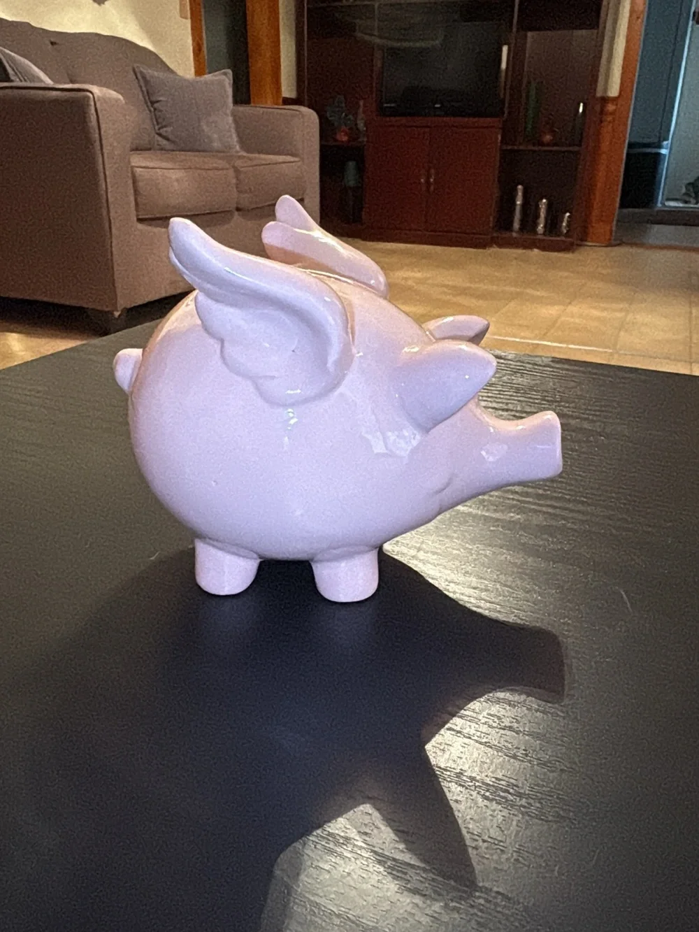 Pink Ceramic Pig Figurine Bank - Cute Home Accent